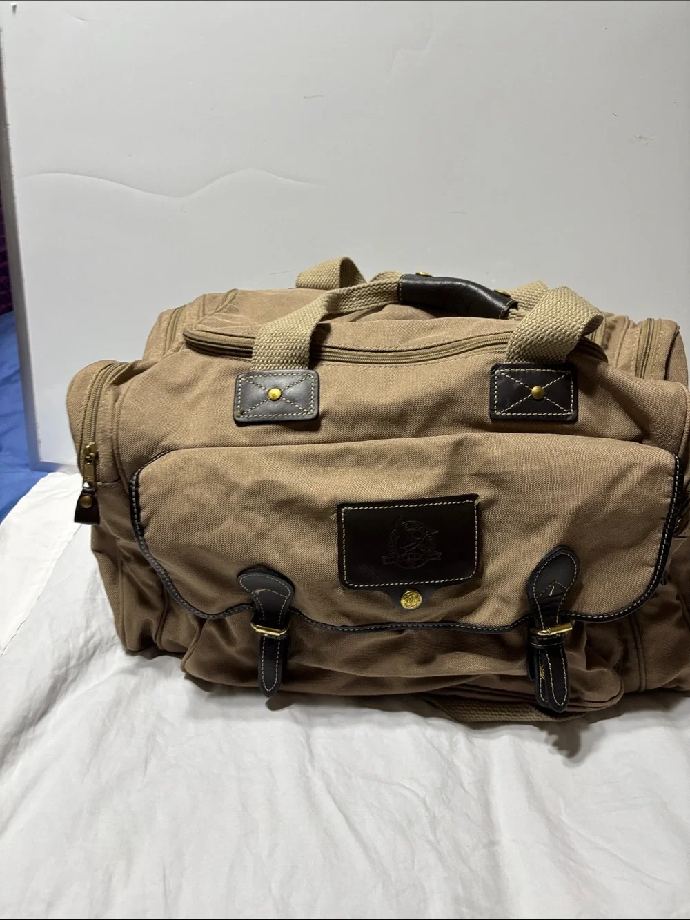 Eddie Bauer x Ford Black Duffel with Leather Accent. NWOT